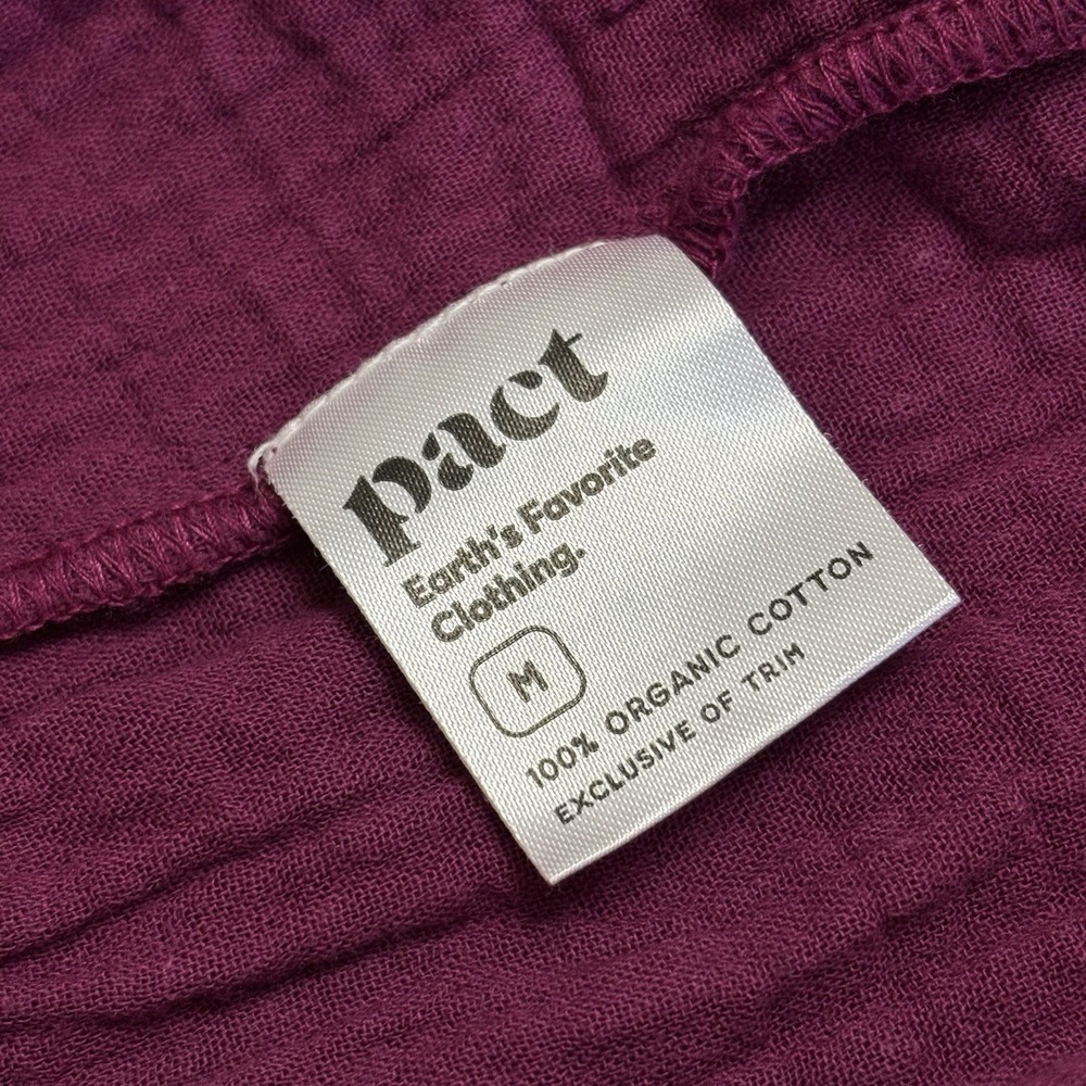 Pact Coastal Double Gauze Breezy Midi Dress Sz M Pockets Sangria Red - Picture 16 of 16